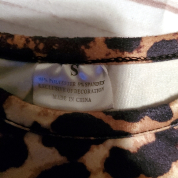 3 piece Cheetah Long Sleeve Top black leggings patches Red Suede jacket … - Picture 6 of 11